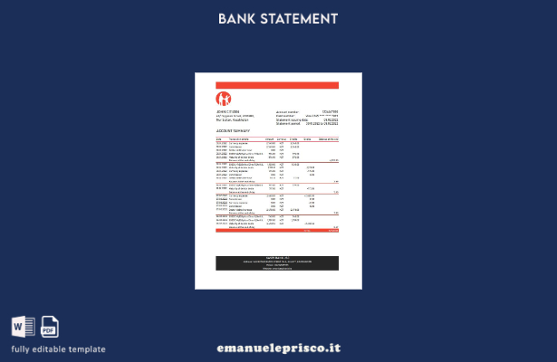 modello Excel di estratto conto bancario Kaspi Kaspi in stile verificato